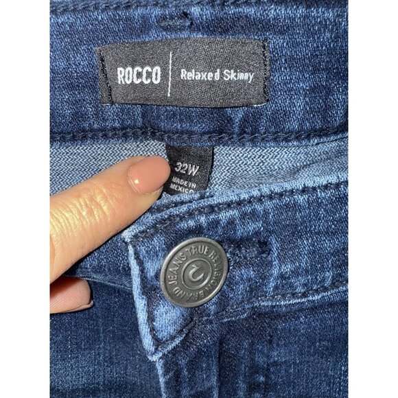 True Religion Rocco Jeans Men's W32x34 Relaxed Skinny Dark Wash Denim 1D - Picture 2 of 8